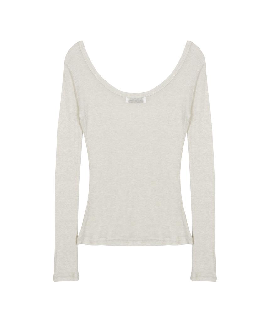 Nigaennikol Nicole Minimal Label Scoop Ls Top_Beige