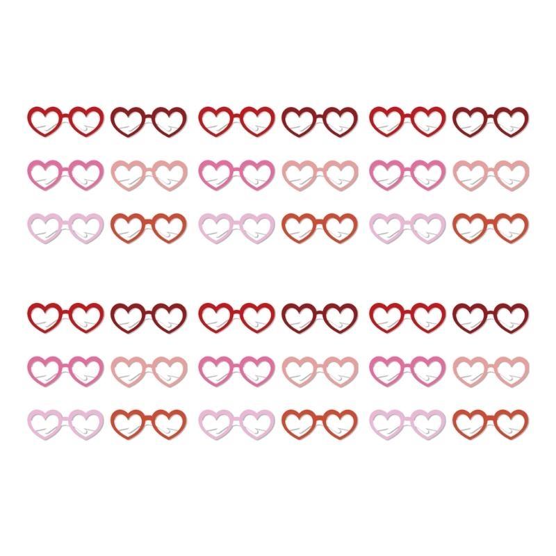 36pcs Valentine Day Heart Glasses Elegant Paper Eyeglasses Ornament for Party and Event Stylish Photography Props