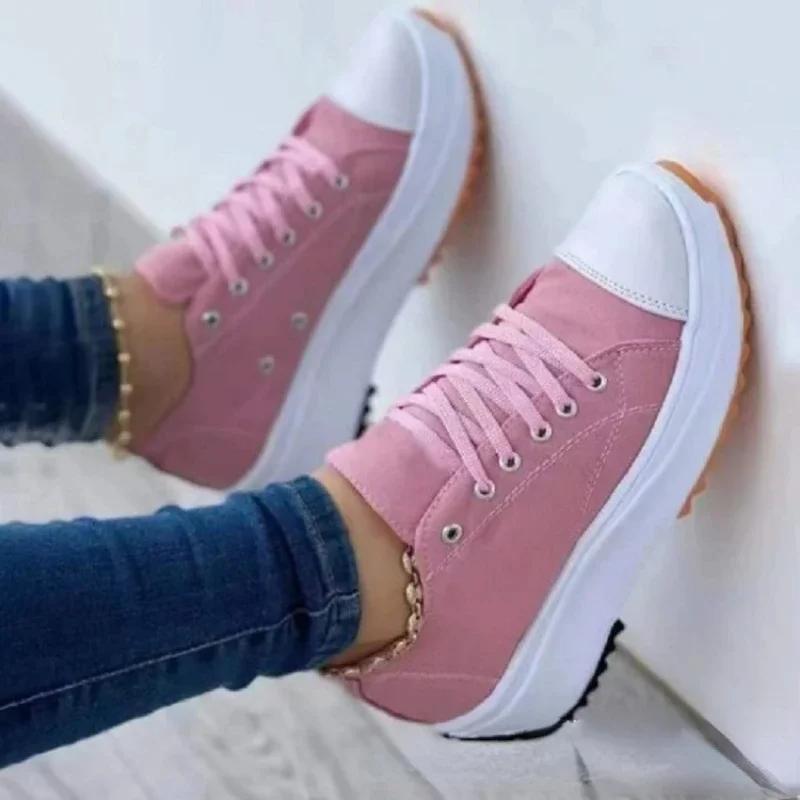 Summer Women Casual Shoes Plus Size Sneakers For Women Platform Sport Shoes Female Lace up Tennis Shoes Size 43  New Fashion