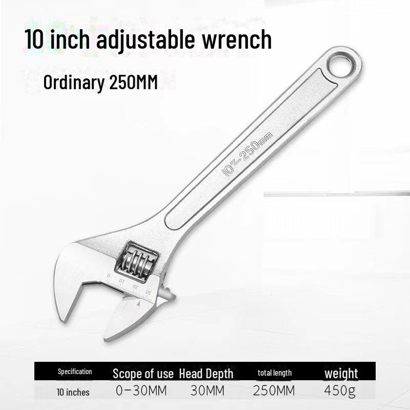 Adjustable Steel Wrench - Movable Jaw, Sizes: 6", 8", 12", 15", 18