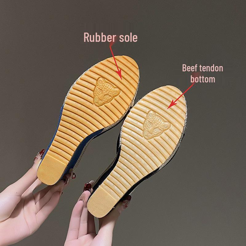 2024 Stylish European & American One-Strap Wedge Platform Slides: Plus-Size, Open-Toe Women's High Heel Slippers