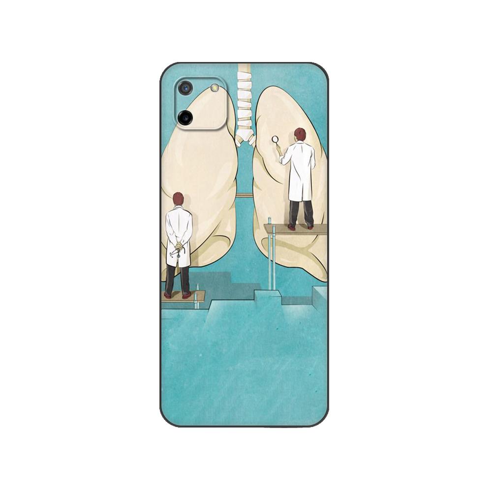 Schwarze TPU-Hülle für OPPO Realme C11 2020 2021 C20 C21 C21Y C25Y Rückseite Krankenschwester Medizinisch Medizin