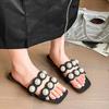 Fashion Fashion 2025 Open Toe Women's Slippers New Outdoor Daily Summer Plus Size String Bead Concise Soft Bottom Flat Slippers Zapatos