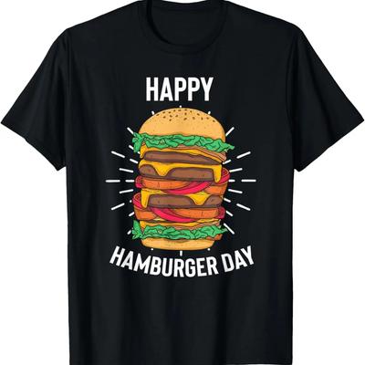 Het is Happy Hamburger Dag Fastfood Maaltijd Liefhebber Grap Mannen Vrouwen T-shirt