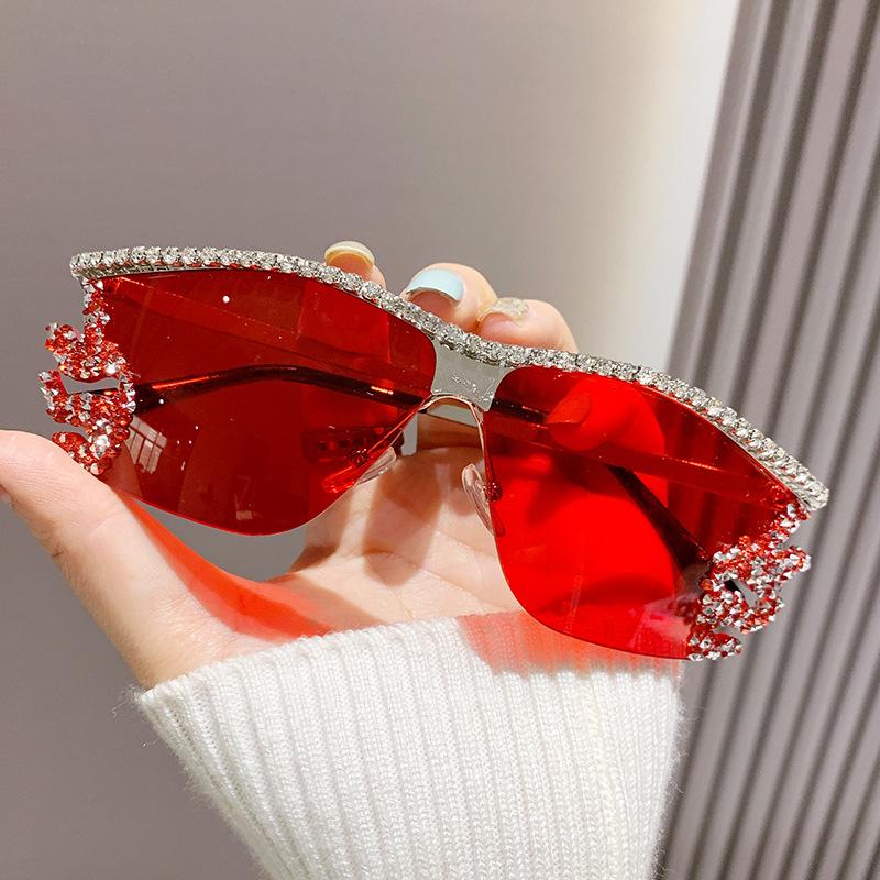 Retro y2k Diamond Sunglasses Women For Female Popular Luxury Brand Designer Rimless Sun Glasses Metal Punk Crystal Shade UV400
