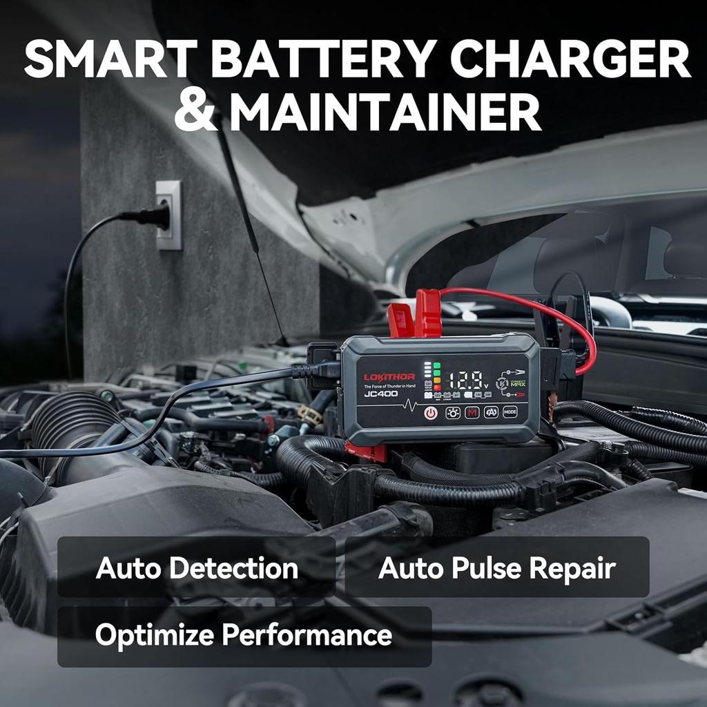 JC400 9-in-1 Battery Jump Starter, 2500A 12V Portable for Cars up to 8.5L Gas/6.5L Diesel