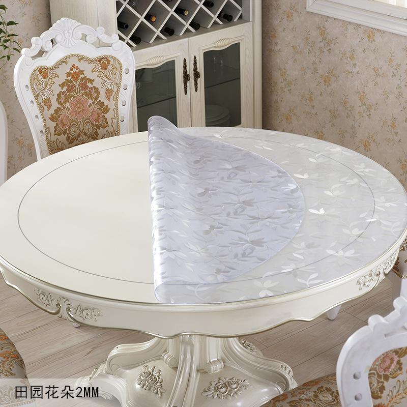 Runder PVC-Tischdecken-Tischdecke Wasserdicht und Ölabweisend Zum Drauflassen Weichglas Runde Tischdecke Tischdecke für Großen Runden Tisch