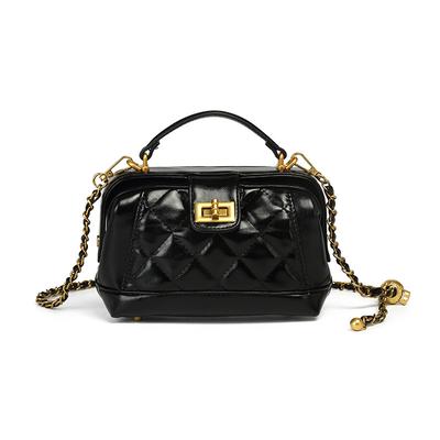 Small Fragrant Wind Rhombus Style Lock Small Square Bag Fashion Retro Box Hand Bill Shoulder Oblique Span Bag Woman