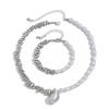Accessories, Design Sense Metal Glossy Water Drop Necklace Women, Irregular Beaded Bracelet Necklace Set