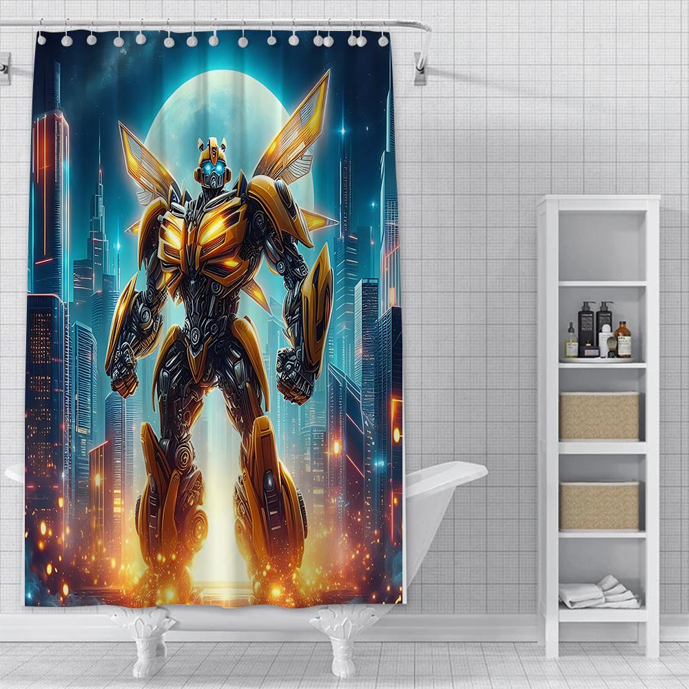Shower Curtain Waterproof Polyester Fabric Paint Colorful Bath Curtains Transformers Autobot Home Bathroom Decor With Hook