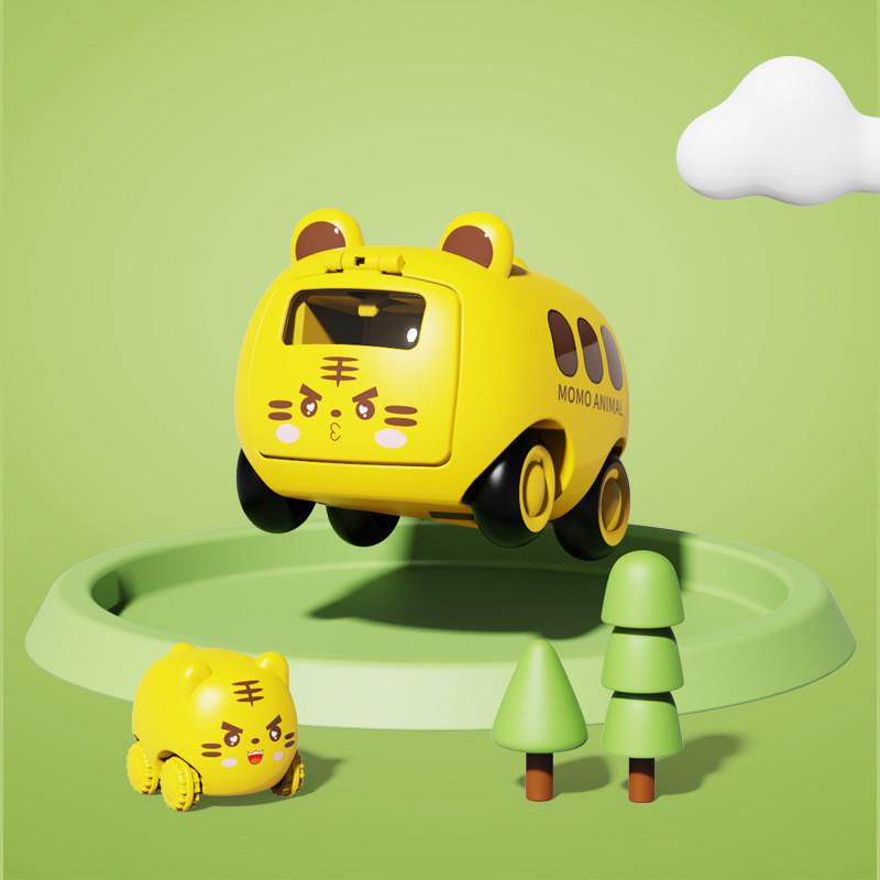Cute Cartoon Tiger Bear Rabbit Design Inertia Catapult Bus Toys Children
