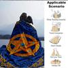 1pc Blue Golden Star Ornament Blanket Lightweight Flannel Blanket Throw Blanket For Sofa, Bed, Travel, Camping, Livingroom, Office, Couch, Chair, And