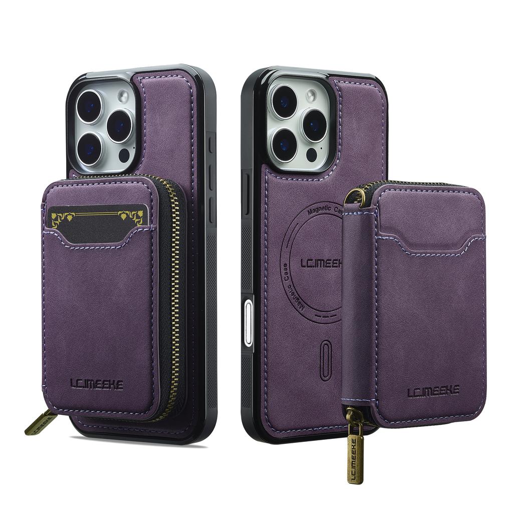 2 In 1 Detachable Magnetic Zipper Card Solt Wallet Leather Case For iPhone 17 Pro Max 16  Plus 15 14 13 12 11 Purse Bag Cover