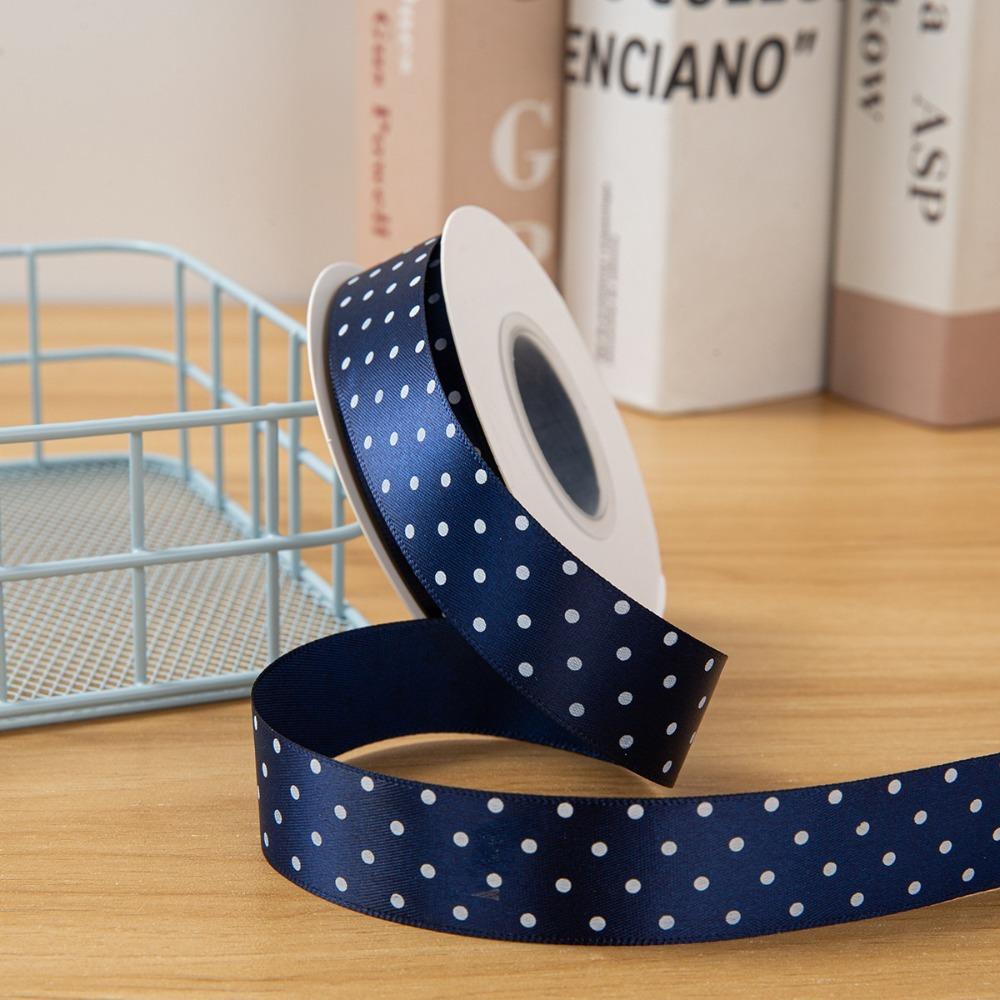 

2.5cm Width Gift Wrapping Ribbon Shiny Surface DIY Crafts Fabric Ribbons Multicolored Polka Dot Ribbon Hair Bows Gift Wrapping - темно-синий