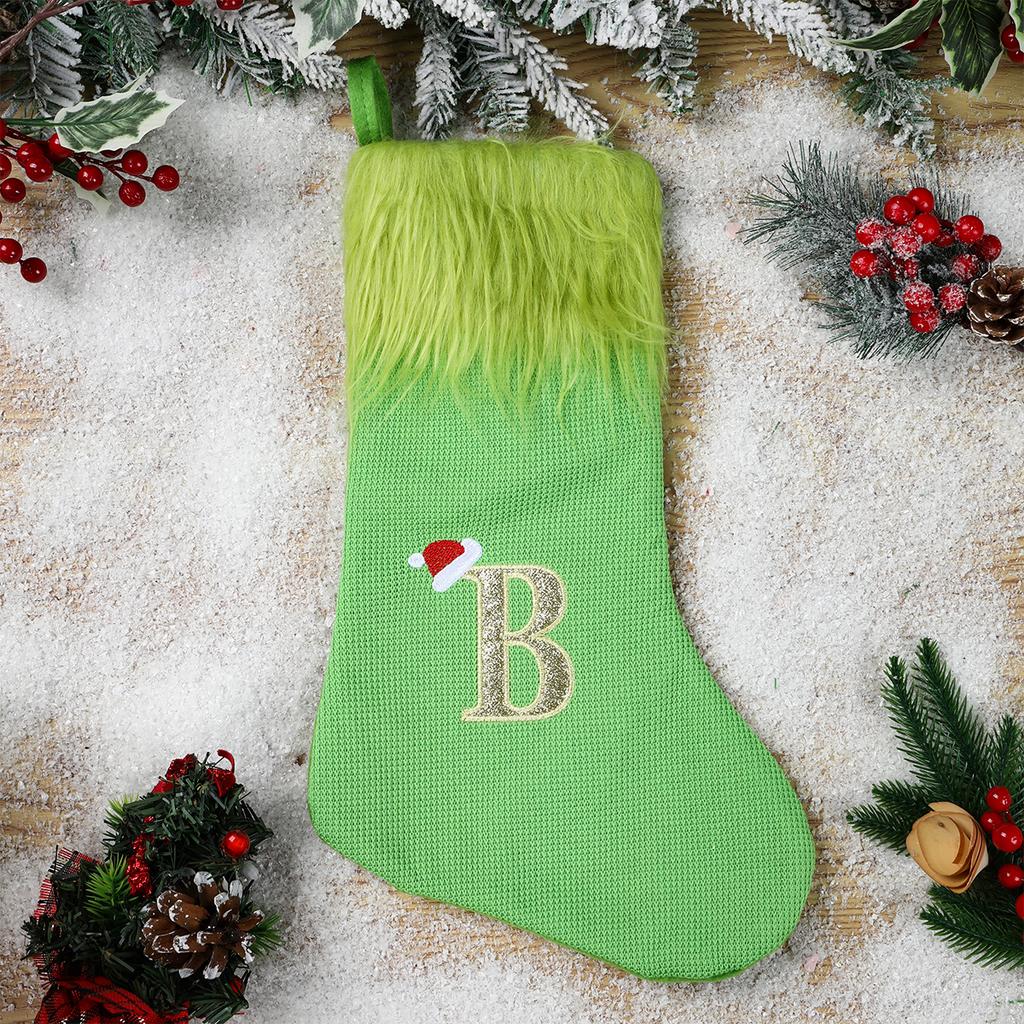 Christmas Green Knitting Stocking Merry Christmas Decor For Home 2025 Xmas Ornaments Decor Navidad Noel Kerst New Year Gift 2025