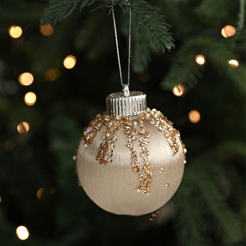 9pcs Shatterproof Velvet Christmas Balls Pendant White Champagne Xmas Tree Ornaments  Hotel Mall
