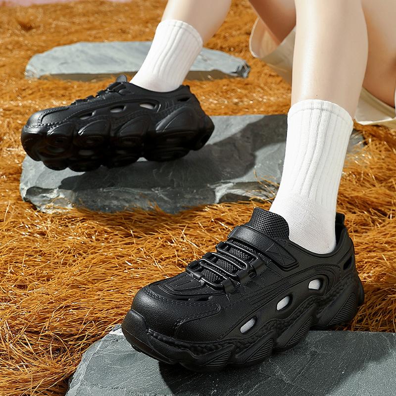 Fashion 2025 New Big Size Women's Summer Hollow-Out Sandals Soft Thick Sole Breathable Lightweight Perforated Casual Beach Walking Shoes