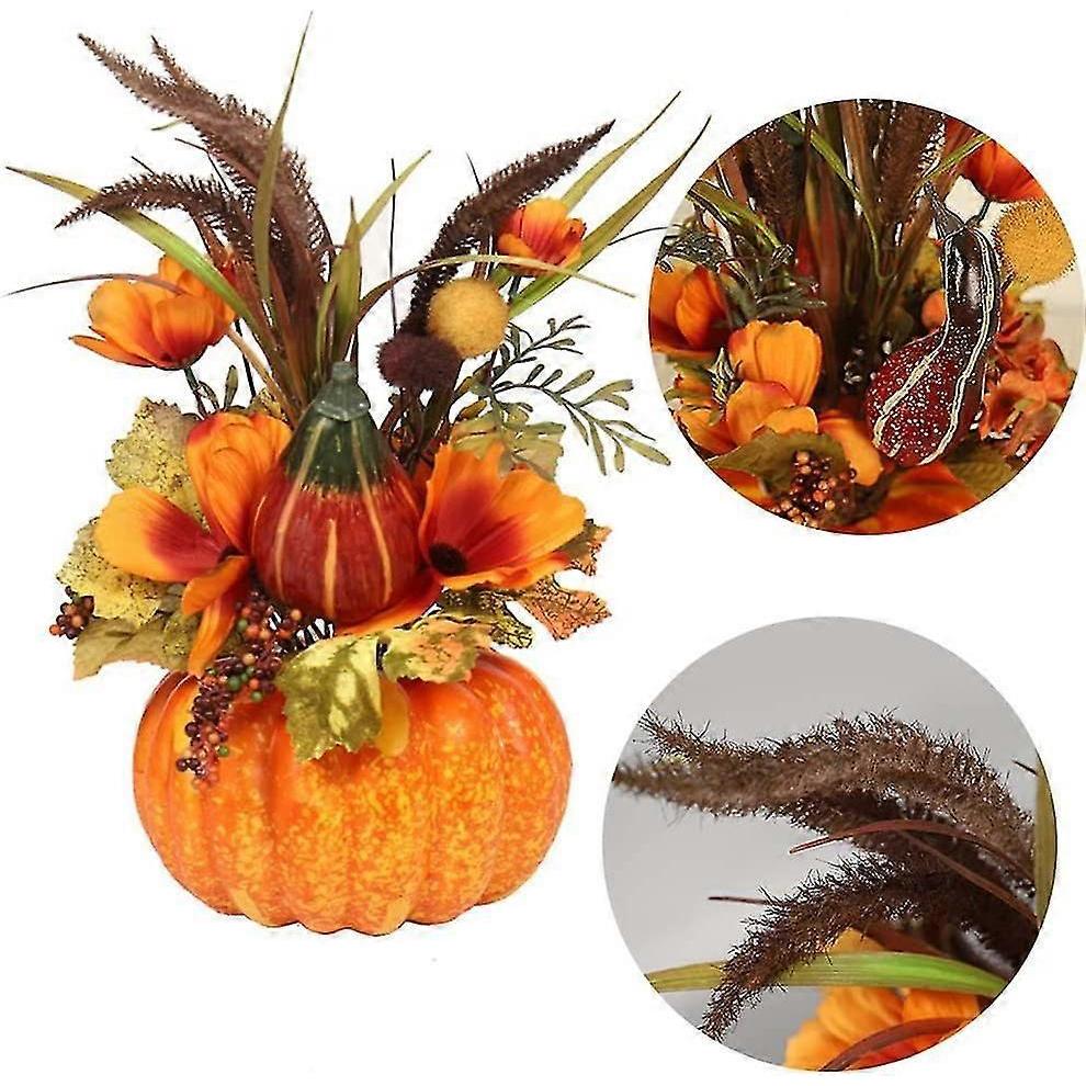 Large Artificial Pumpkin With Flowers And Berries Fall Decorations