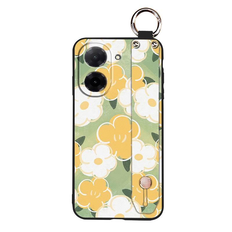 Anti-knock Flower Phone Case For Redmi A5 4G/Xiaomi Poco C71 4G Anti-dust Wrist Strap Kickstand Wristband Back Cover