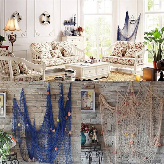 Mediterranean Ocean Decorative Fish Net Hemp Rope 39.37 in