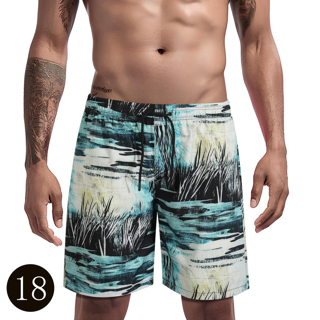 Men's casual shorts, men's shorts 2025 model, featuring tree branch and leaf patterns