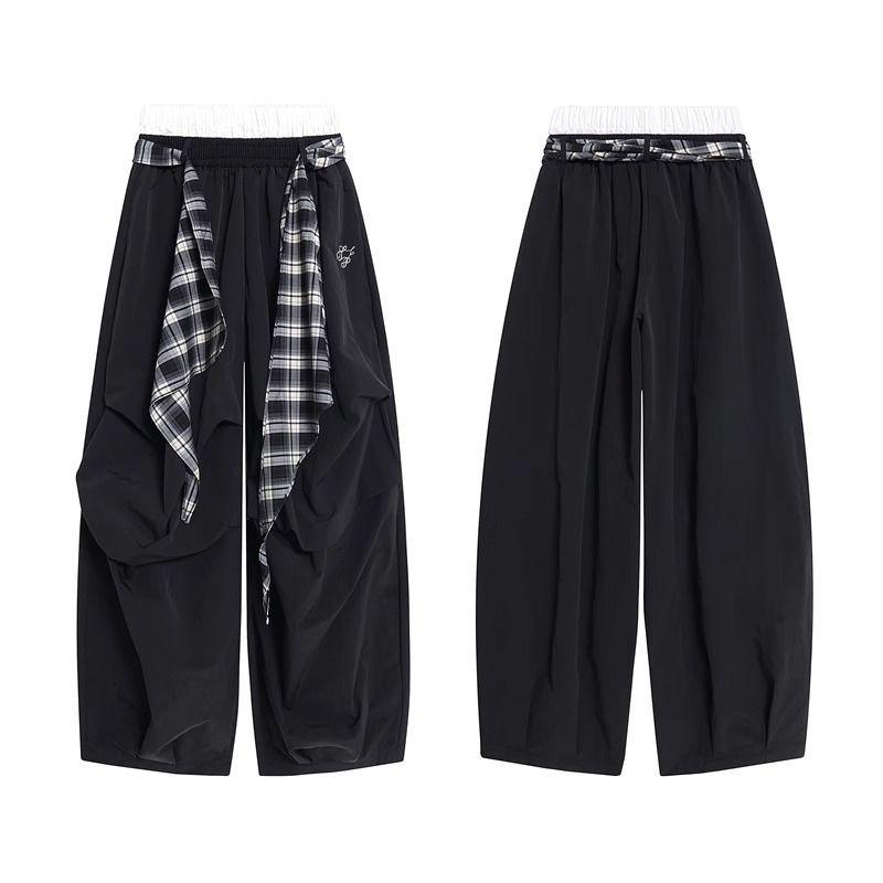Pants with Women's Summer New Retro Street Mid-waist Thin Straight Casual Drape Wide-leg Pants