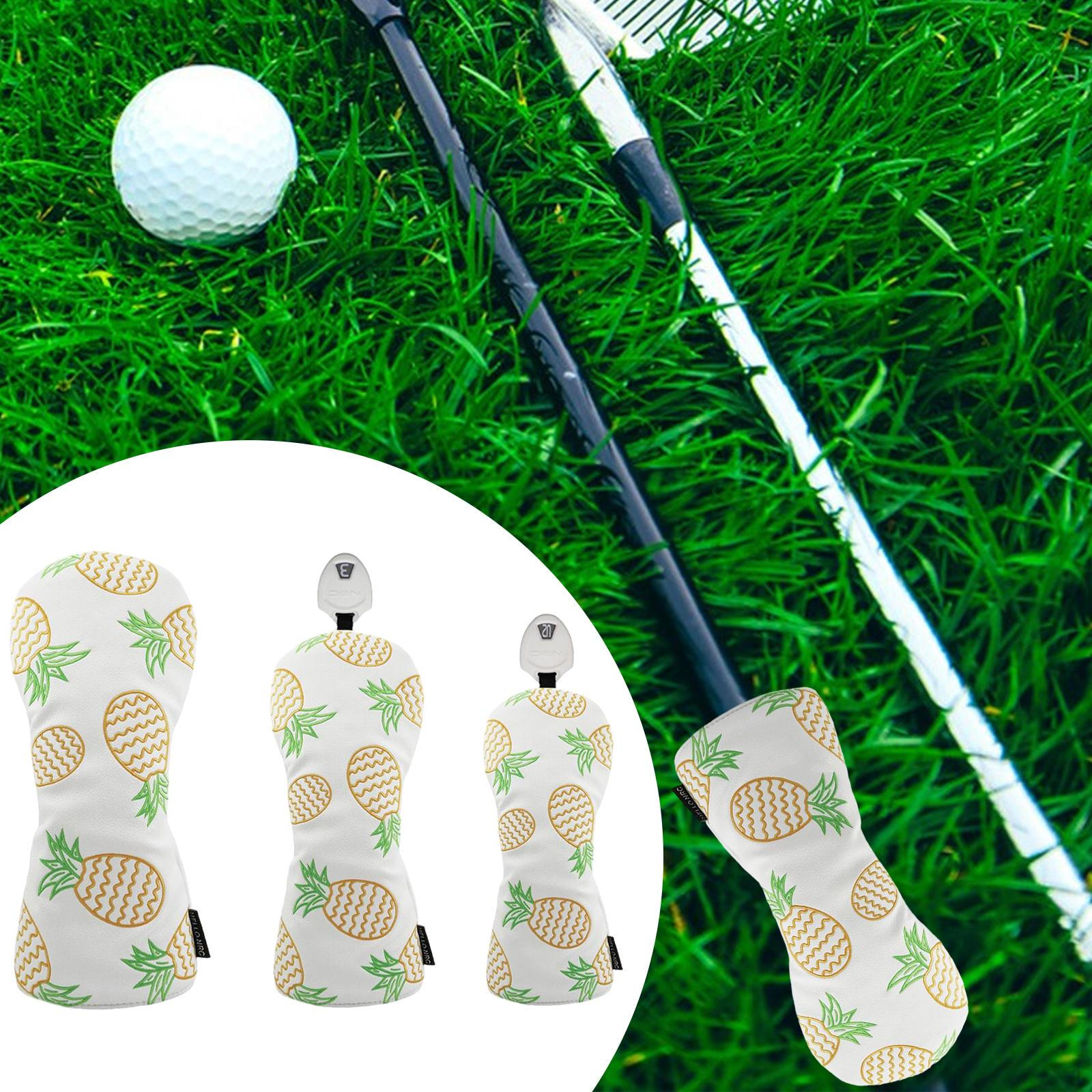 

3Pcs Golf Club Head Cover Wood Headcover Wear Resistant Funny Portable Protector белый