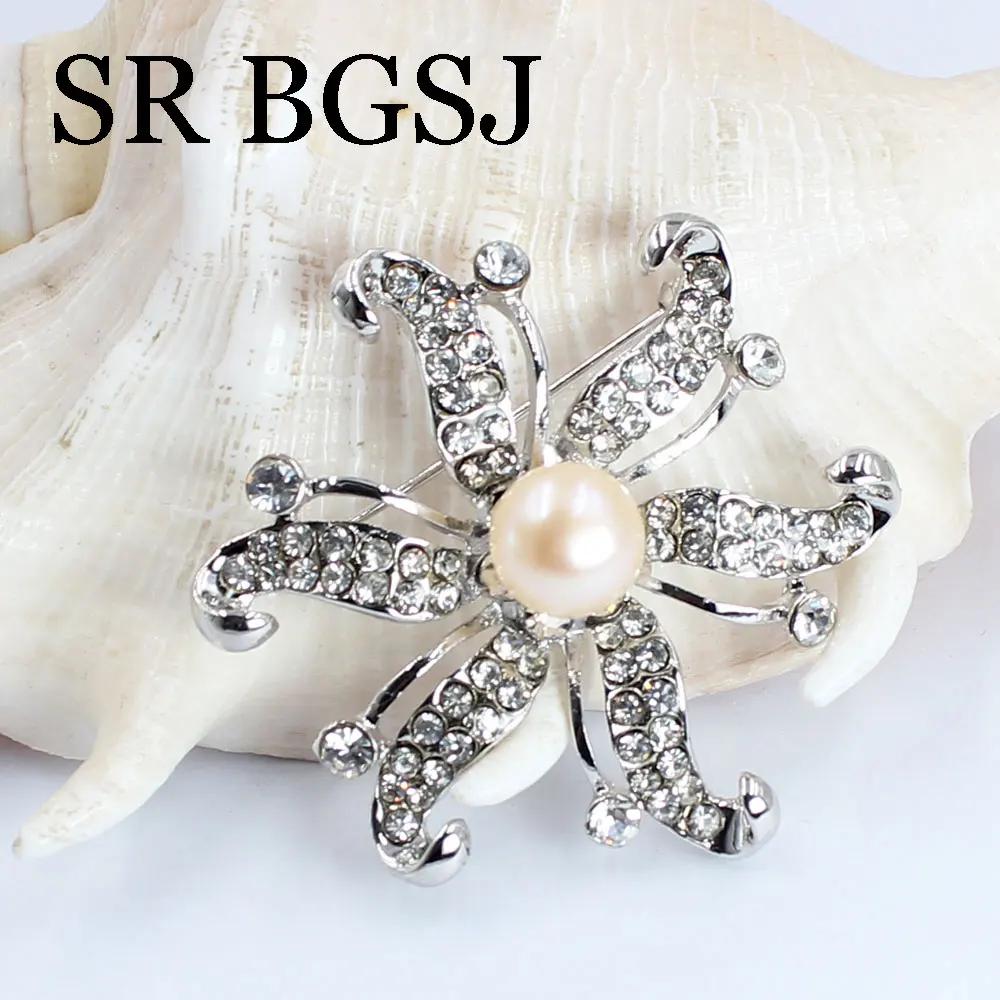 Luxury Jewelry 100% Genuine Natural Freshwater Pearl Wedding Micro-inlaid Zircon Coat Women All Match Accessories Pin Brooch