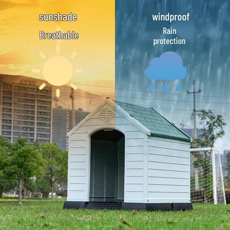 Windproof Rainproof Plastic Dog House for Medium/Large Dogs - Outdoor Pet Cage