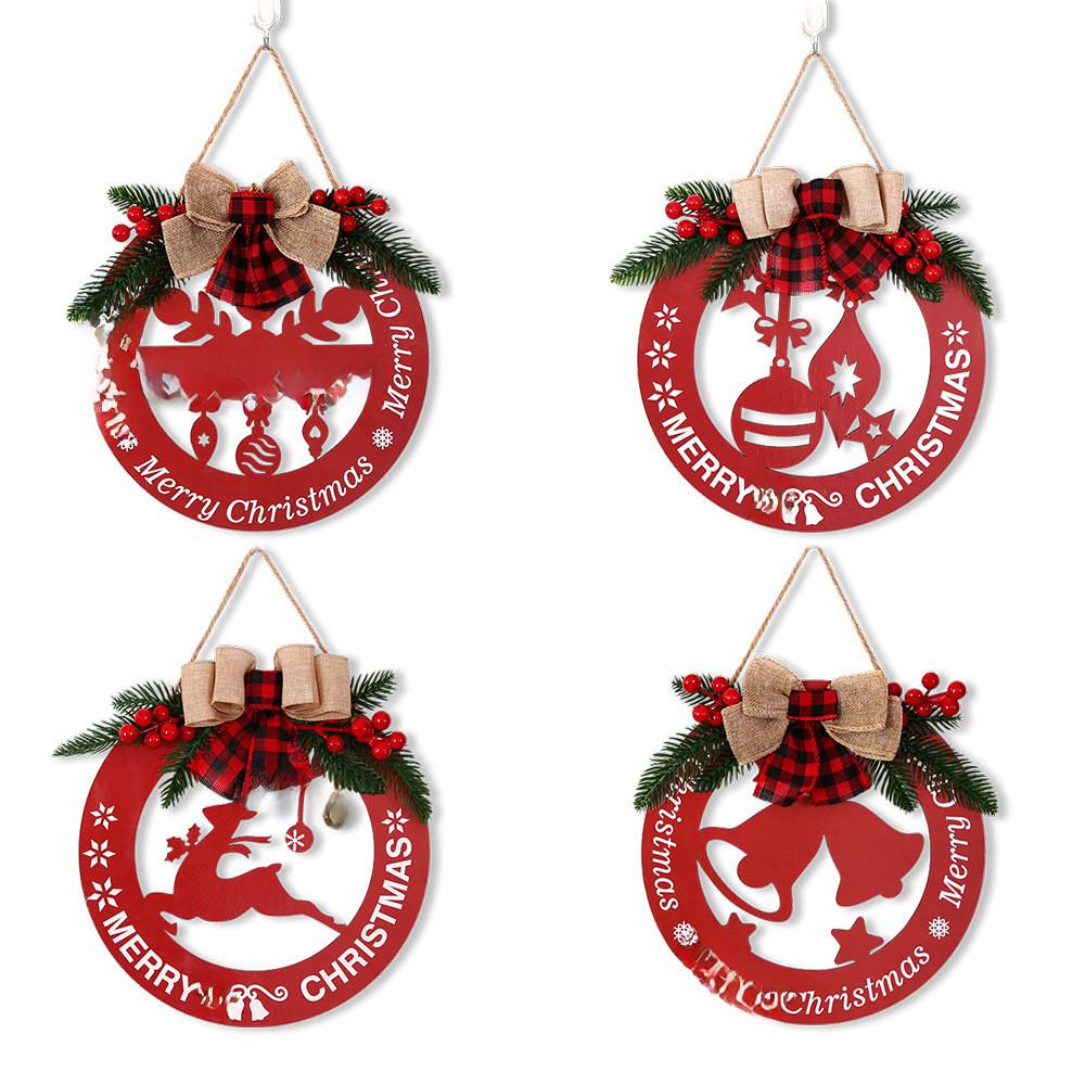 Christmas Colorful Wooden Door Hang Tags With Bells And Reindeer For Joyful Celebrations
