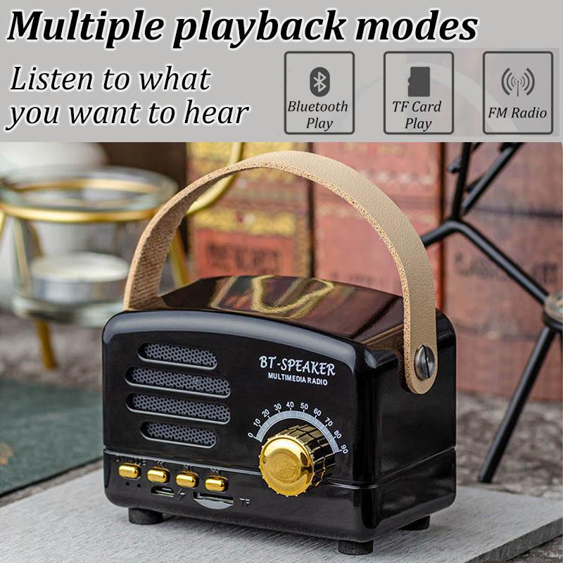 Retro-Mini-FM-Radio, klassischer FM-Empfänger, Vintage-Bluetooth-Lautsprecher, schwerer Bass-Subwoofer, TF-Player, wiederaufladbare Radios als Geschenk