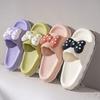 Women's Fashion Thick Soled Slippers 2024 Summer New Soft Bottom Bathroom Anti-Slip Wear-resisting Butterfly Knot Beach Shoes