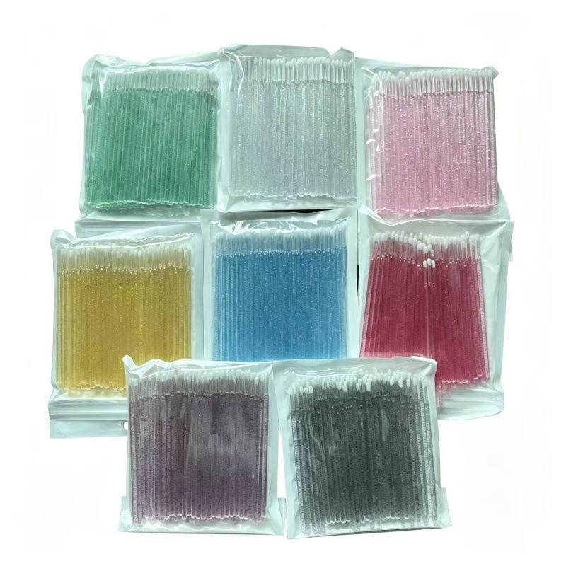 Eyelash Extension Cleaning Flocked Cotton Swabs - Crystal Stick, Small Head Makeup Remover