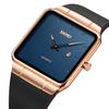 Square Watch Men Leather Strap Black Simple Thin Stylish Wristwatch Gentleman Waterproof Business Casual Male Gift Rose Gold Blue