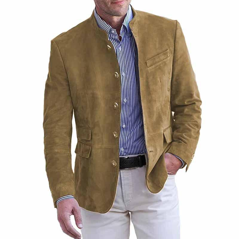Herren Herbst Slim-Fit Freizeitanzugjacke Jugend Einfarbig Langärmlig Gerader Saum Jacke