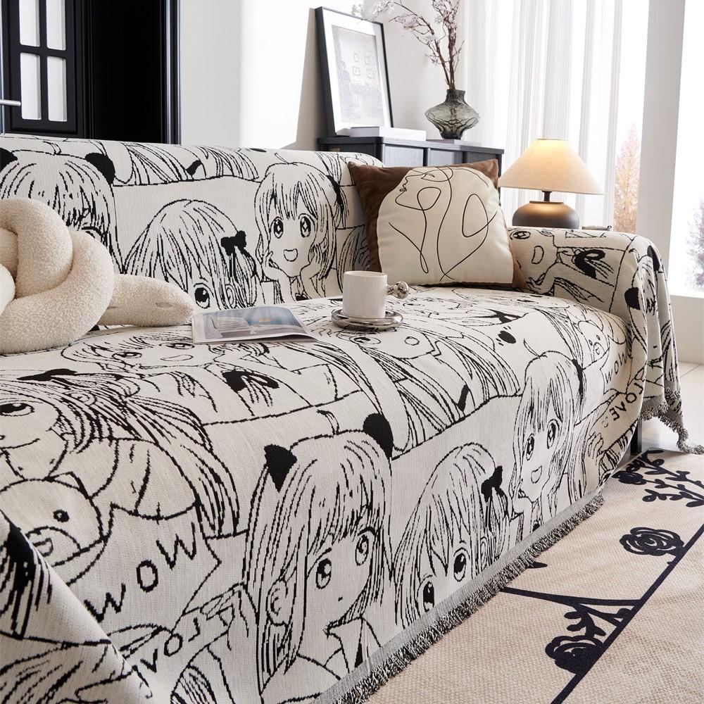 

Чехол для дивана с изображением мультяшной девушки, полотенце для дивана, чехол для дивана из синели, коврик для животных, чехол для дивана, одеяло для гостиной 180x180