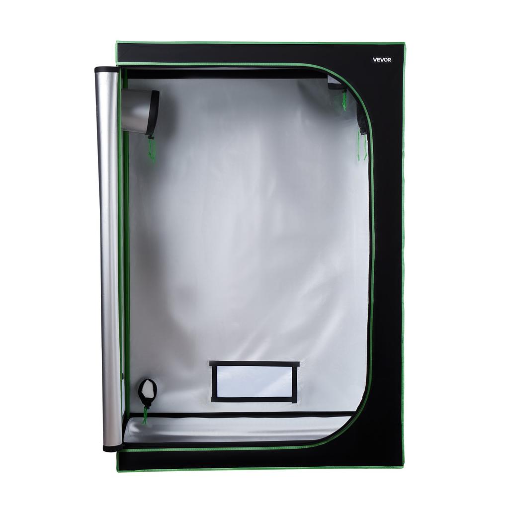 VEVOR Indoor Grow Tent, 120 x 60 x 180 cm, 600D High Reflective Mylar, Indoor Plant Tent with Observation Window, Floor Tray & Zipper