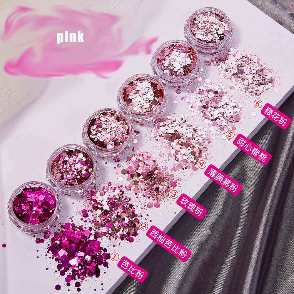 6 Color Opal Nail Powder Flakes Sequins Holographic Eco-friendly Chunky Mix Shape Luminous Glitter Sequins