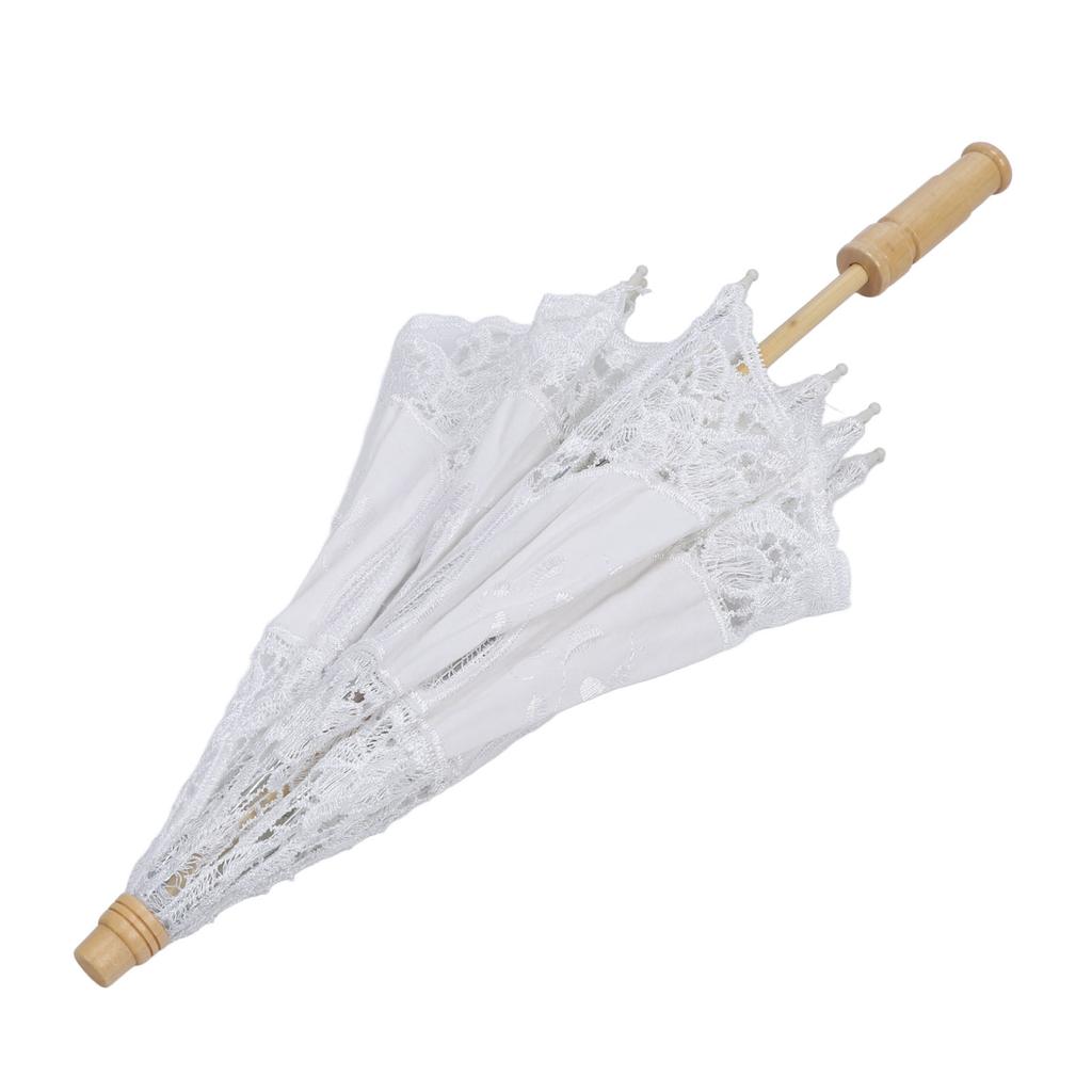 Spets Parasoll Paraply Bröllop Brud Spets Paraply Dekorativ Broderi Blomma Paraply för