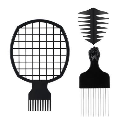 Hair Comb 3pcs for 1set Afro Comb Metal Pick Comb Hairstyle Tools