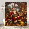 Funny Christmas Shower Curtain Santa Claus Snowman Deer Snow Scene Christmas Gifts Shower Curtain Bathroom Decoration With Hooks
