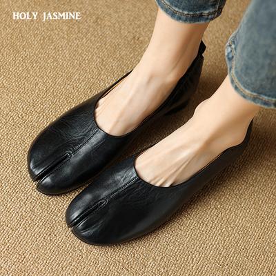 2024 Frühling Herbst Cosplay Wohnungen Tabi Split Toe Schuhe Frauen Einzelnen Schuhe Faul Slip auf Design Schuhe Leder Schuhe Dame loafers