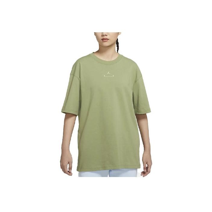 

Jordan Футболка с круглым вырезом и логотипом, короткий рукав, спущенное плечо, женская футболка оливково-зеленого цвета DM5308-399 M