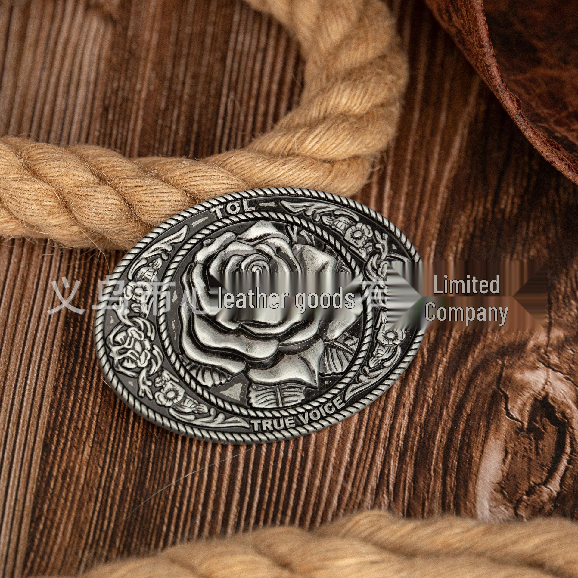 Retro Oval Eagle & Rose Zinc Alloy Belt Buckle