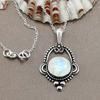Rainbow Moonstone Pendant - Sterling Silver Pendant - Handmade Boho Pendent