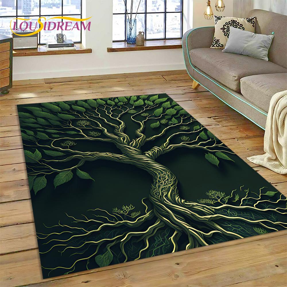 3D Strom života Příroda Viking Yggdrasil Severský Koberec pro Obývací pokoj Ložnice Dekorace, Protiskluzová Dekorace na Pohovku Rohožka Dárek