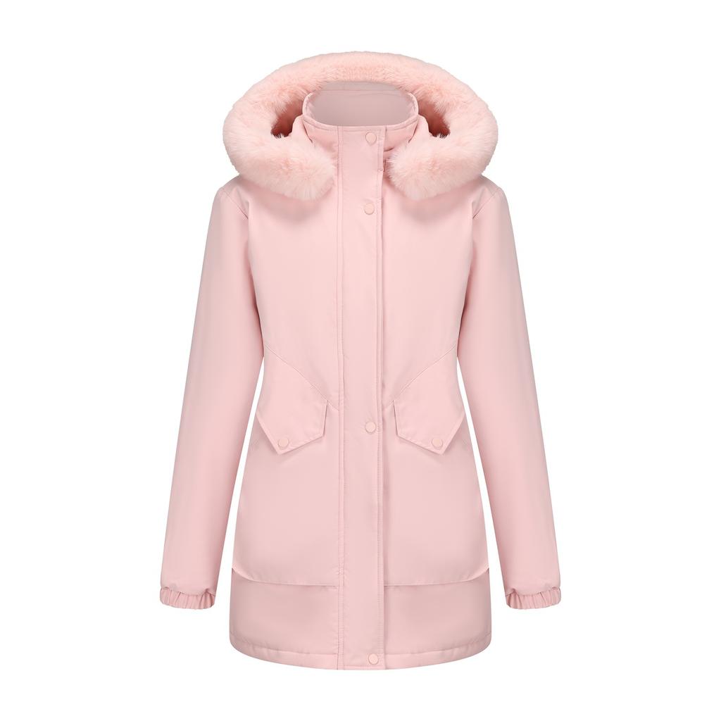 Winter Coat Women 2025 Long Plush Fur Collar Fleece Lined Parka Jacket Korean Style