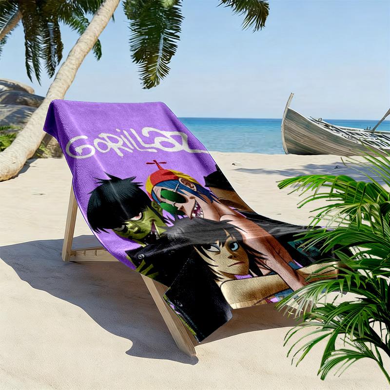 Gorillaz Band Design 2D Flat Print Beach Towel, Large Soft Quick Dry Towel for Beach Camping SwimmingXSTJ0915546