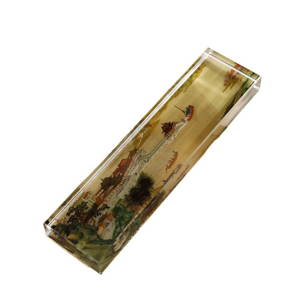 Pressing Paper Flat Clear Crystal Paperweight Rectangle Crystal Weight Ruler  Calligraphy Supply