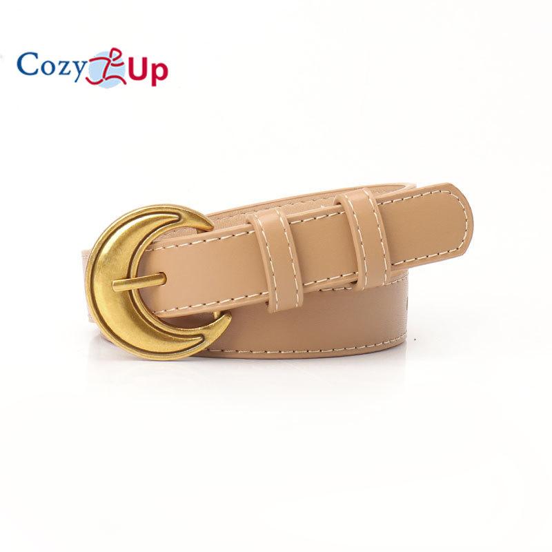 Women Leather Belt for Jeans Pants Gold Buckle Lady Casual Dress Waist Belt